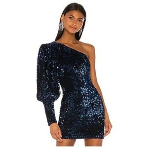 Camila Coelho Blue Sequin Mini Dress Brand New